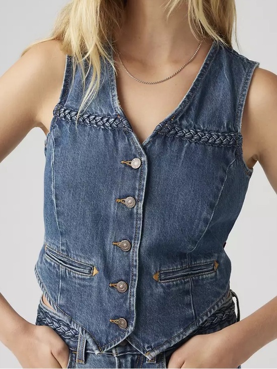 Levi's Jackets & Blazers - Levi's Premium Denim BRAIDED VEST Women’s Size Medium